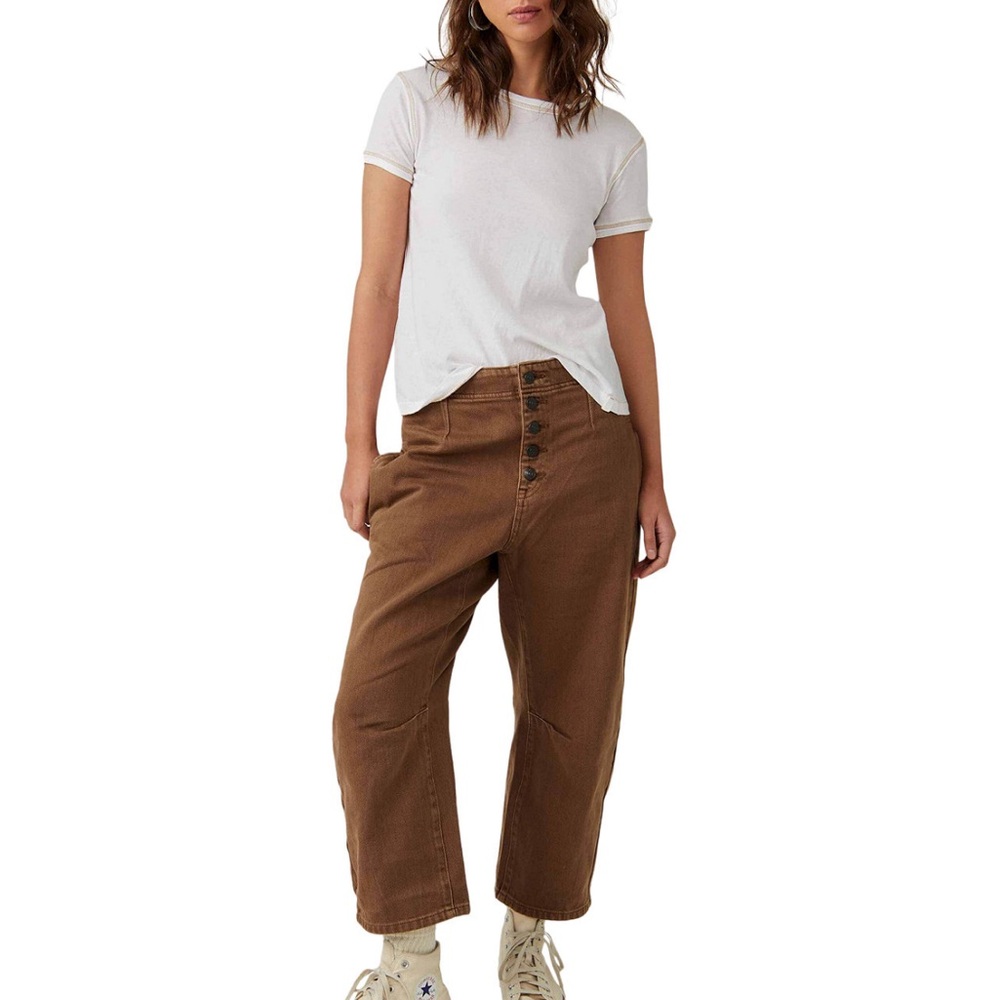 Free People We the Free Osaka mid-rise button front barrel jeans, 25